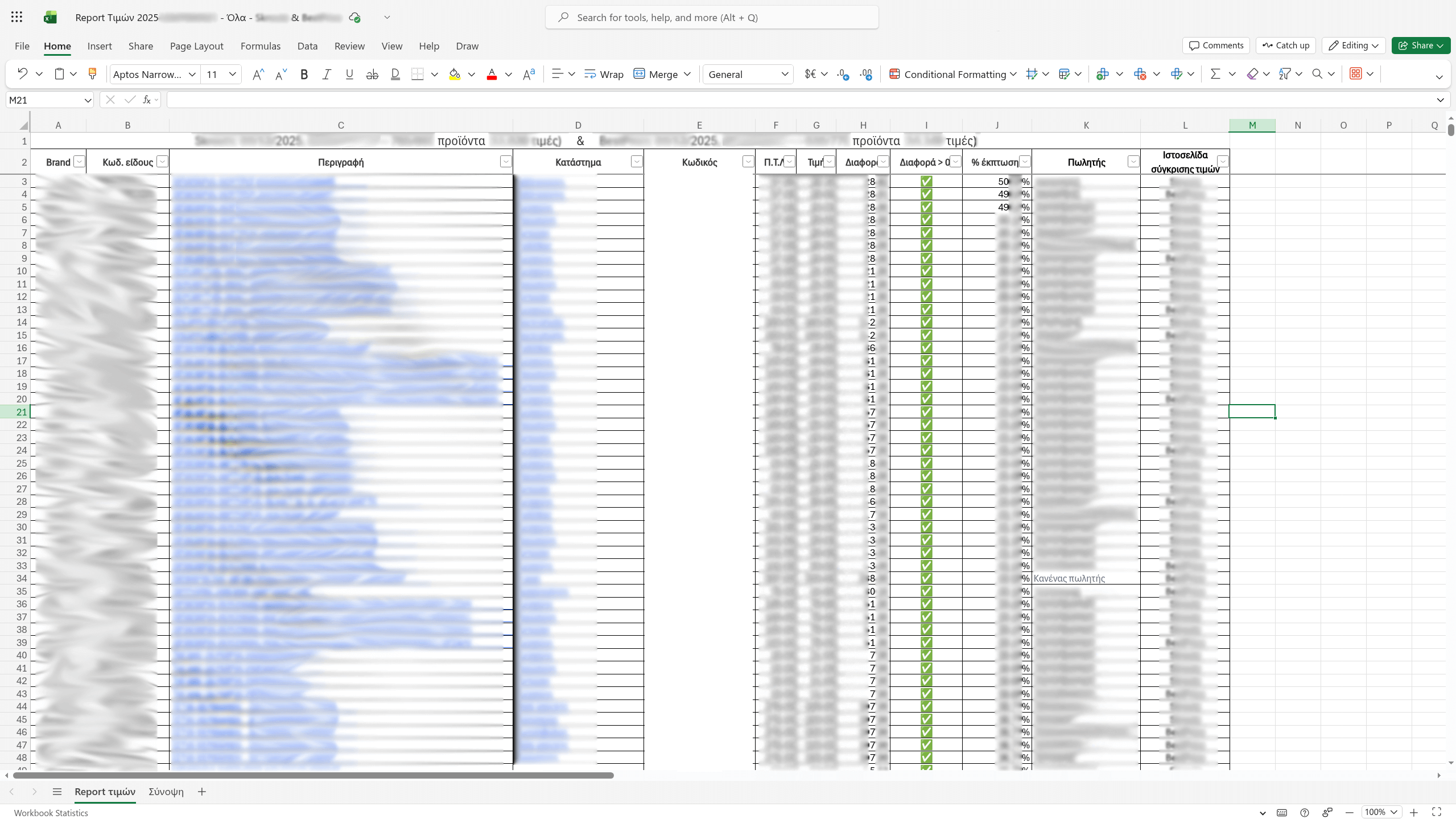 Εξαγωγή τιμών σε Excel από price aggregator